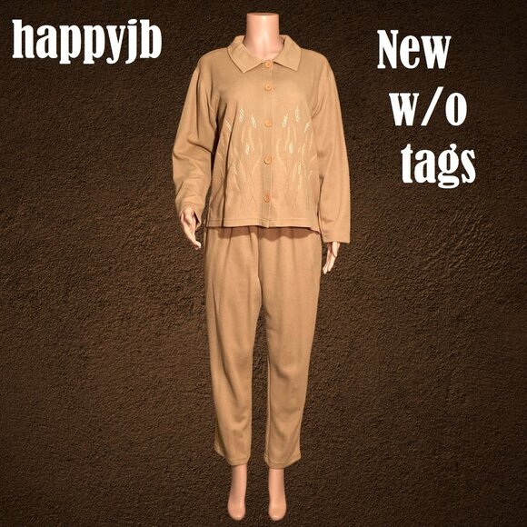 NWOT Vintage Jenny Buchanan Knit Top Pull On Pants Set Size LP - Picture 2 of 16